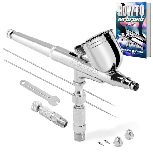 Dual-Action 7cc Gravity-Feed Airbrush Set - .2mm/.3mm/.5mm Nozzle